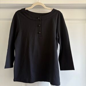 Talbots Black Beaded Button-Front Blouse